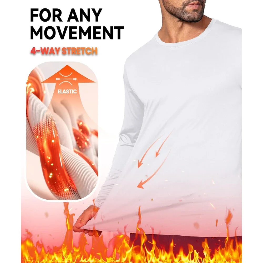 Boyzn 5 Pack Men's Thermal Long Sleeve T-Shirts, Crewneck Fleece Lined Crew Neck